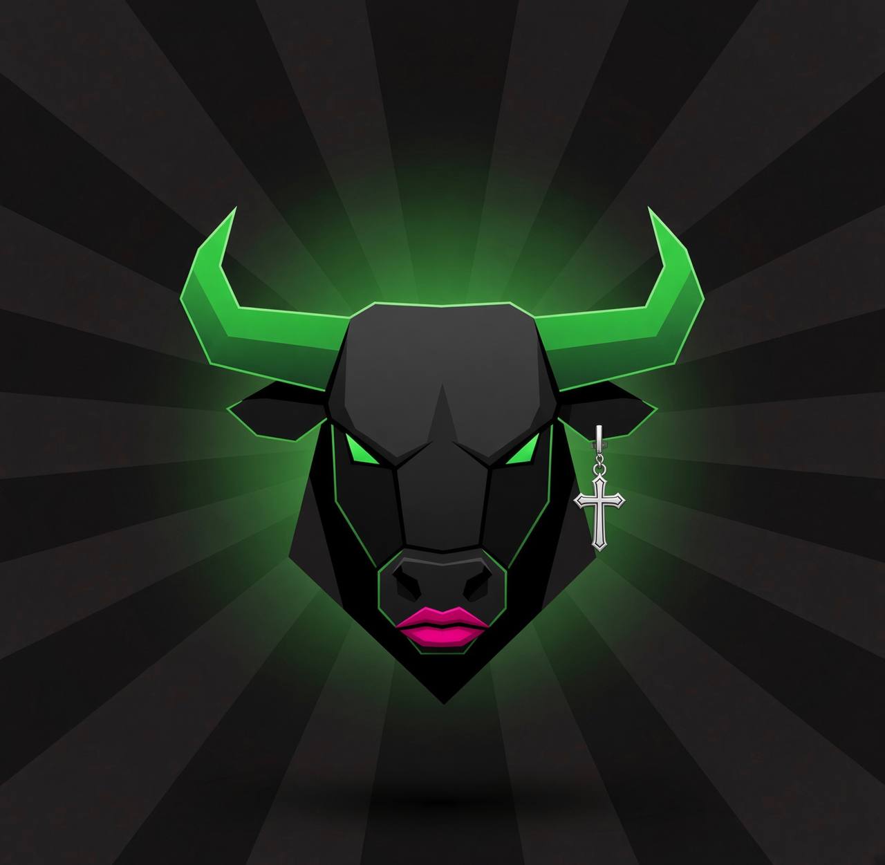 $GAYSEM bull mascot with neon green horns